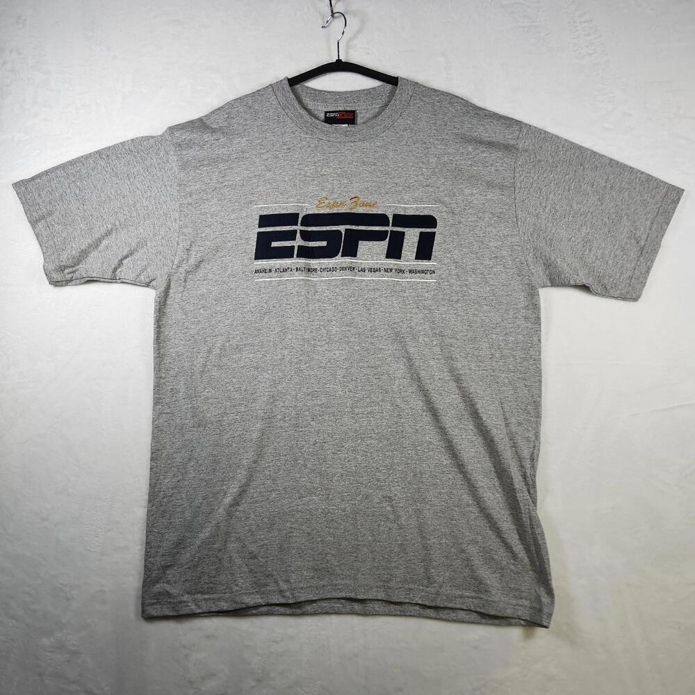 Vtg ESPN Zone Short Sleeve Embroidered Tshirt Gray Size XL‎ NWT